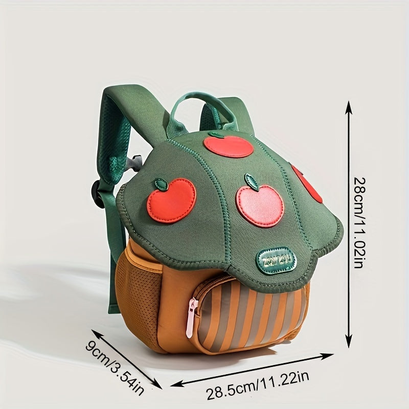 Chic Red Mini Backpack for Women - Cute Mushroom Design, Faux Leather with Faux Fur Accents, Zip Closure