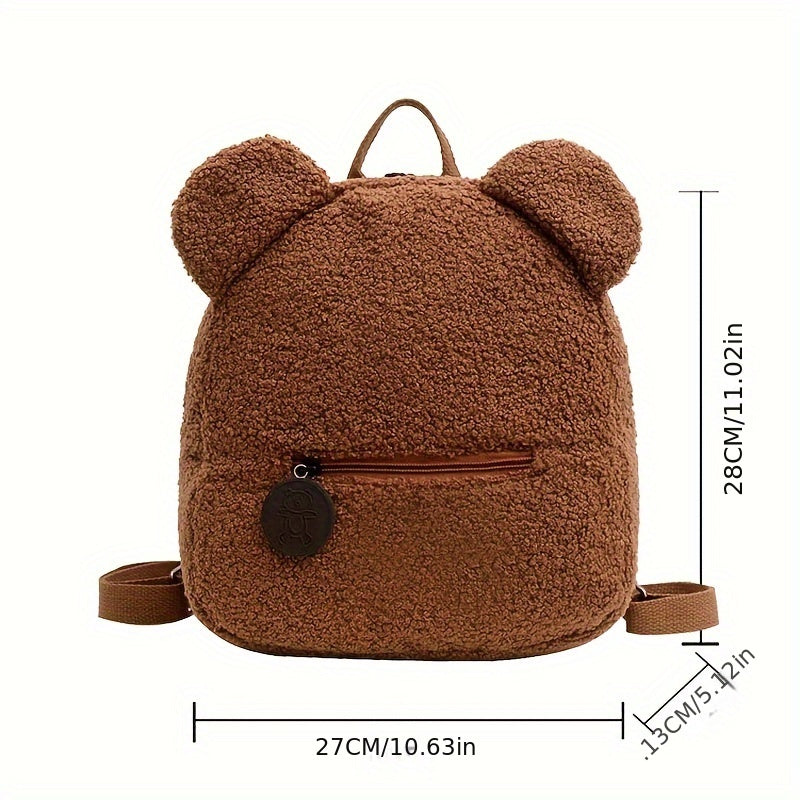 Personalised Womens Girls Cute Bear Pattern Backpack Plush Backpack for girls Custom Name Small Casual Shoulder Daypack Personalised Embroidery Cute Backpack for School Bear Ears Animal Plush Backpack Custom Name Small Backpa
