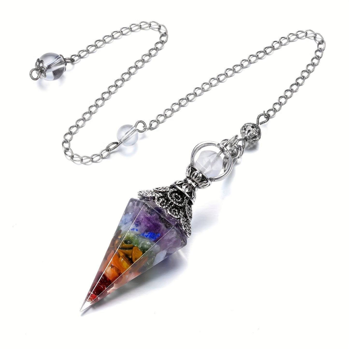 1pc Natural Amethyst, Aquamarine Chakra, Healing Aura Pendulum, 12 Crystal Point Pendant, With Hexagram Charm Spell, Balance Magnetic Field Dream Catcher