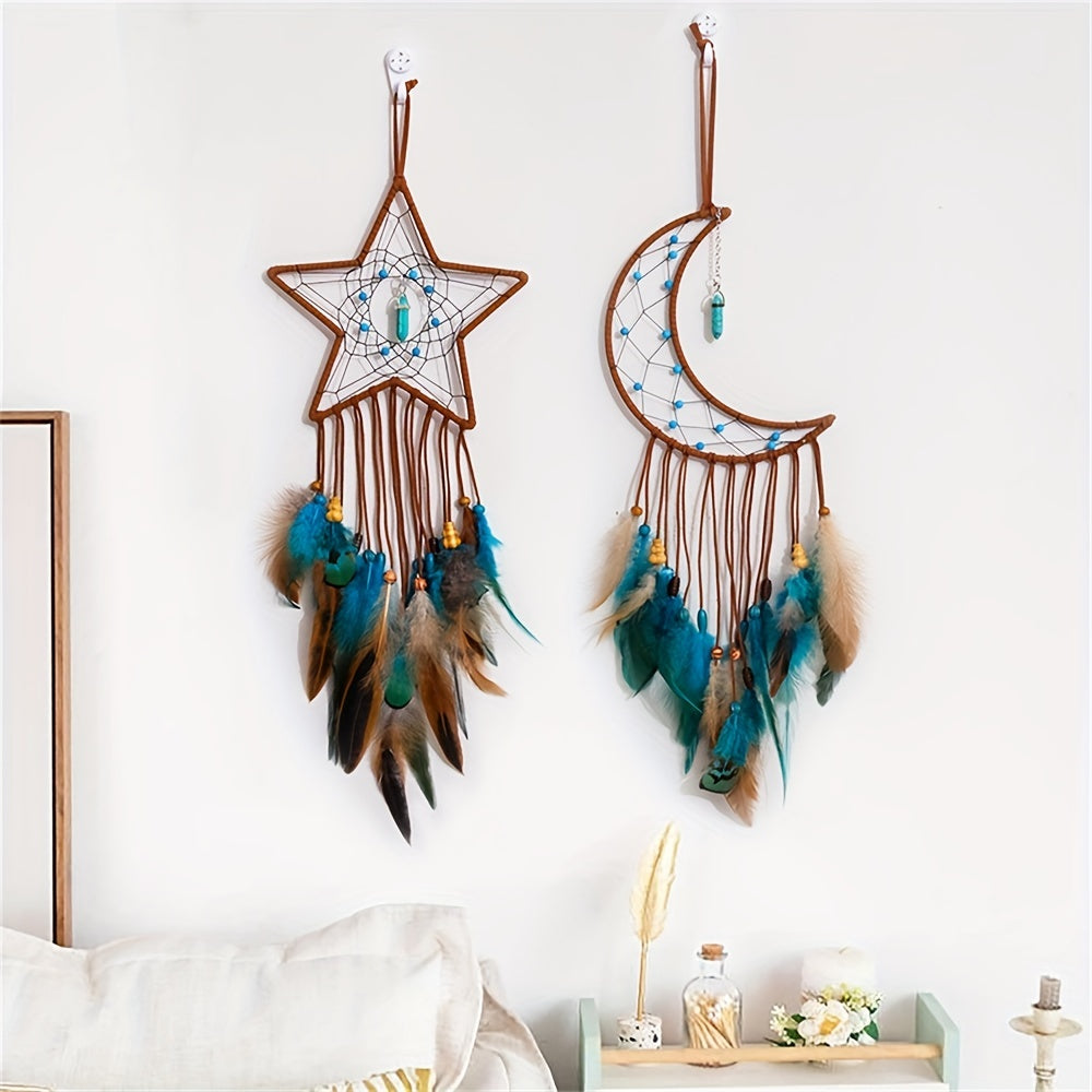 Dream Catcher, Wall Hanging Decoration,  Star Moon Dream Catchers For Bedroom, Ornament Craft Gift Living Room, Bedroom, Dormitory, Classroom, Christmas Wedding Gifts For Girls Boys