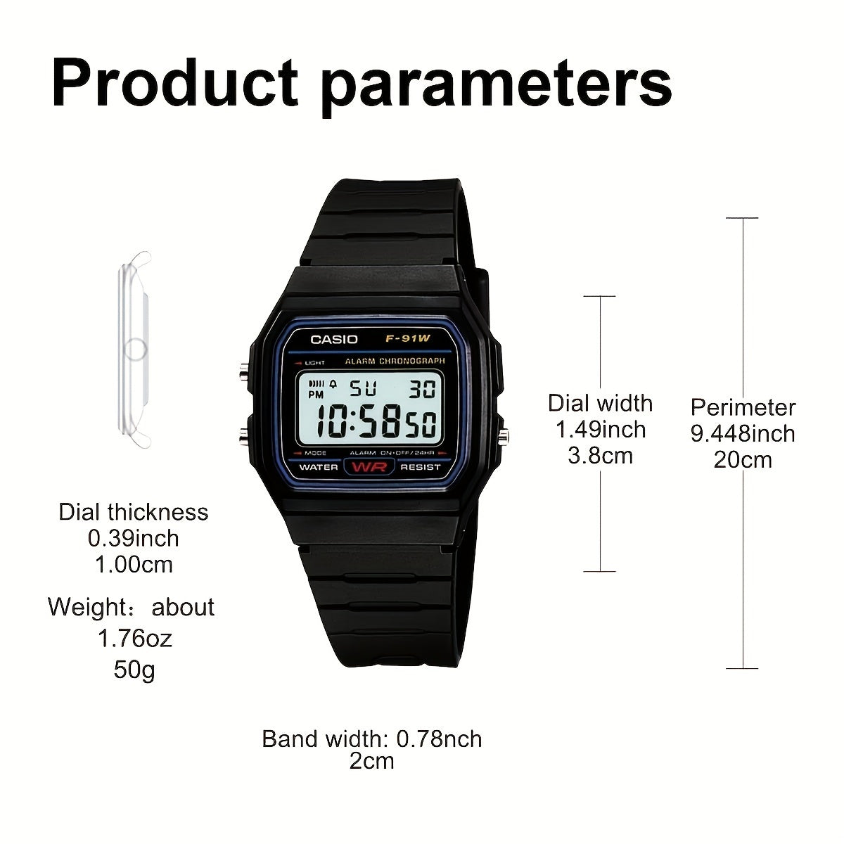 Casio Chronograph Watch Water Resistant 50M Digital Alarm