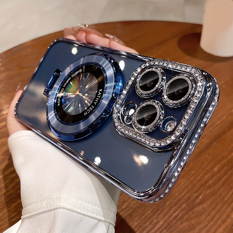 Stylish Rhinestone Phone Case with Lens Protection - Durable, Scratch-Resistant, and Shock-Absorbing - Compatible with iPhone 15, 14, 13, 12 Pro Max