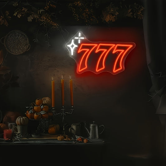 1pc Multi-Color LED Neon Sign 777, Wall-Mounted, Switch Control, USB Powered Wall Art for Home Decor, Gaming Arcade, Party Decoration