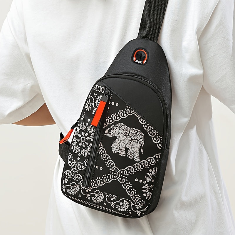 Floral Print Canvas Crossbody Bag Lightweight Shoulder Bag