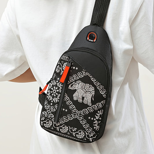 Floral Print Canvas Crossbody Bag Lightweight Shoulder Bag