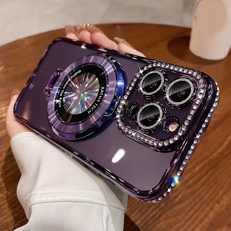 Stylish Rhinestone Phone Case with Lens Protection - Durable, Scratch-Resistant, and Shock-Absorbing - Compatible with iPhone 15, 14, 13, 12 Pro Max