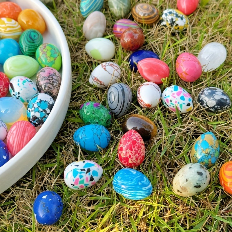 20pcs Natural Polished Stone Egg Crystal, Large Stone Polished Mineral Egg, Palm Chakra Egg Crystal, Perfect Easter Decoration Easter Gift Random