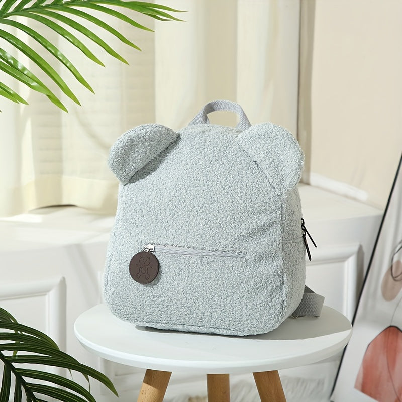 Personalised Womens Girls Cute Bear Pattern Backpack Plush Backpack for girls Custom Name Small Casual Shoulder Daypack Personalised Embroidery Cute Backpack for School Bear Ears Animal Plush Backpack Custom Name Small Backpa