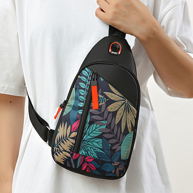 Floral Print Canvas Crossbody Bag Lightweight Shoulder Bag