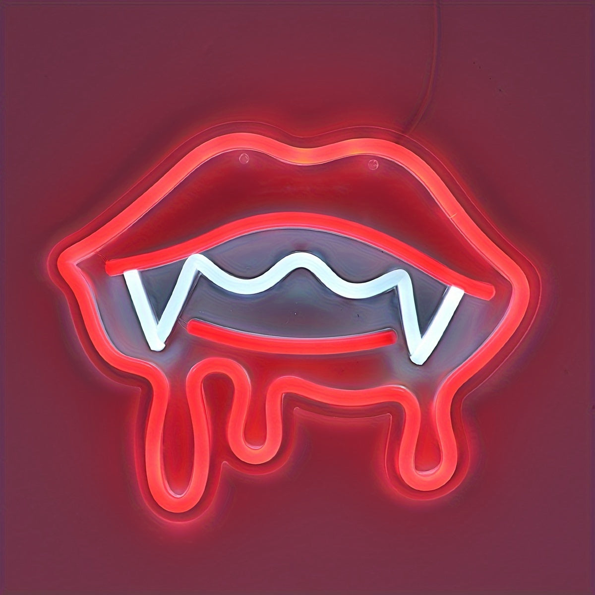Vampire Lips LED Neon Sign - USB Powered Wall Art for Parties, Pubs & Clubs Decor, 9.84''x8.07''