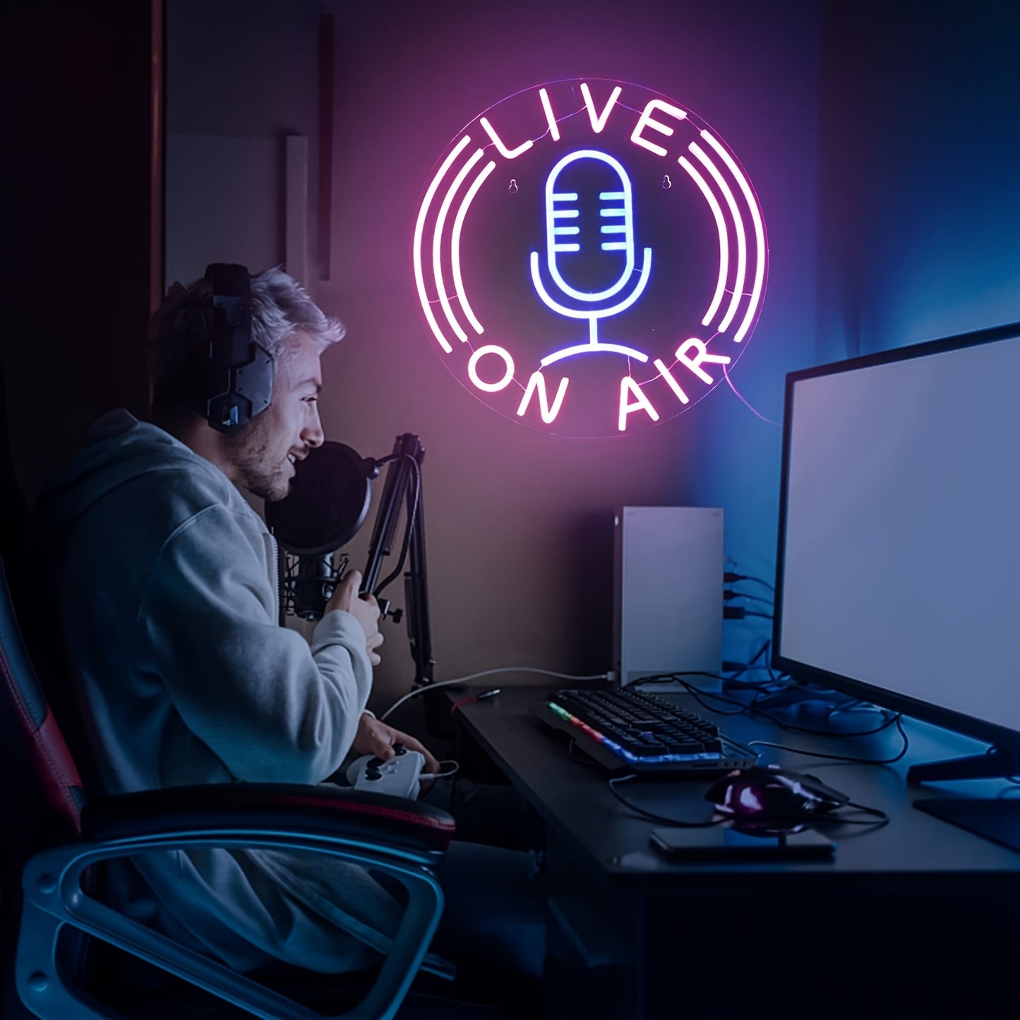 1pc Live On Air Neon Sign, USB Powered Led Neon Sign, Wall Decoration, For Bedroom Living Room, Boys Room Playroom Decor With Adjustable Brightness, Living Room Decor Studio Office Decoration Gift