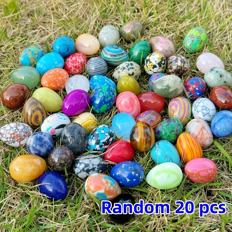 20pcs Natural Polished Stone Egg Crystal, Large Stone Polished Mineral Egg, Palm Chakra Egg Crystal, Perfect Easter Decoration Easter Gift Random