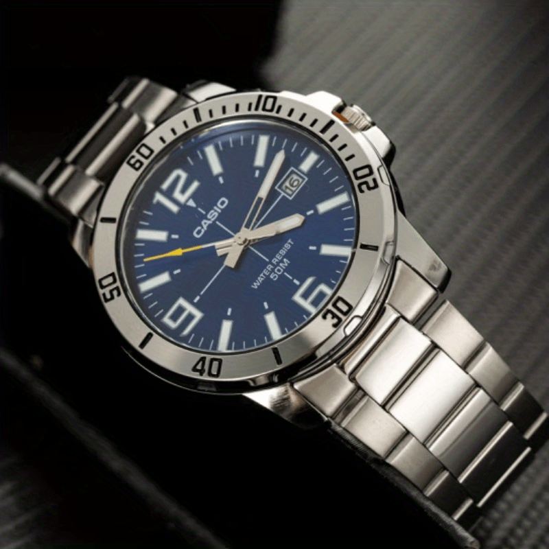 Casio Quartz Date Watch 50M Water Resistant Leather Strap