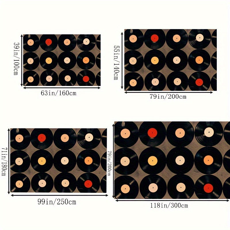 Crystal Velvet Black Vinyl Record Retro Music Enthusiast Carpet Commercial Home Decoration Carpet Store Bedroom Living Room Study Entrance Soft Earth Carpet Easy To Clean Anti-slip Waterproof Mat