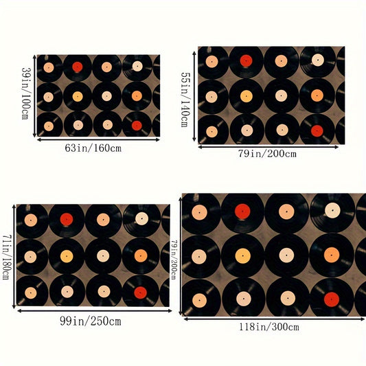 Crystal Velvet Black Vinyl Record Retro Music Enthusiast Carpet Commercial Home Decoration Carpet Store Bedroom Living Room Study Entrance Soft Earth Carpet Easy To Clean Anti-slip Waterproof Mat