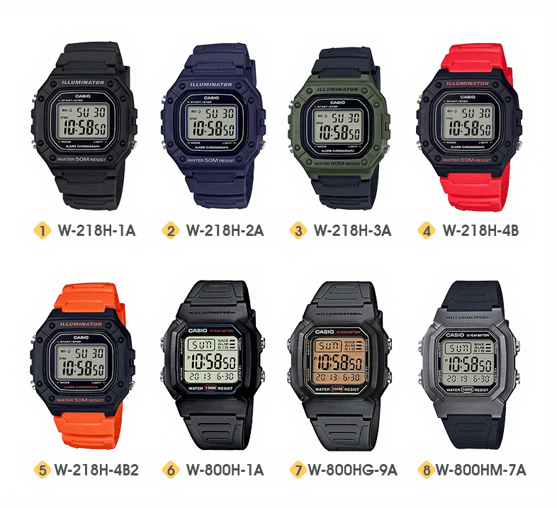 Casio Classic Chronograph Watch Womens Digital Sports 50M