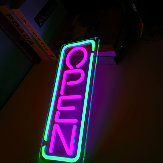 Open LED Neon Sign for Business - 5V USB Powered, Customizable Light Up Sign for Stores, Bars, Restaurants, Offices - Perfect for Window Storefronts & Retail Displays - Eye-Catching Decor for Businesses