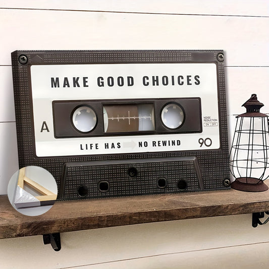 Vintage Cassette Tape Canvas Wall Art - Young Adults, Home Decor Enthusiasts, Minimalist Interior Designers - Painted, Wrapped Canvas, Indoor, Geometric, Canvas, Inspirational, Fir wood, Transverse - Suitable for Home Decor,