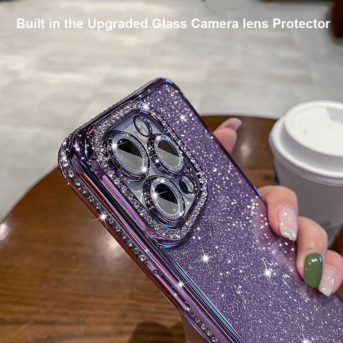 Luxury shiny diamond rhinestone phone case for iPhone 11, 12, 13, 14, 15 Pro, Plus, Pro Max with camera lens protector coated glitter card soft TPU material phone case, perfect holiday gift