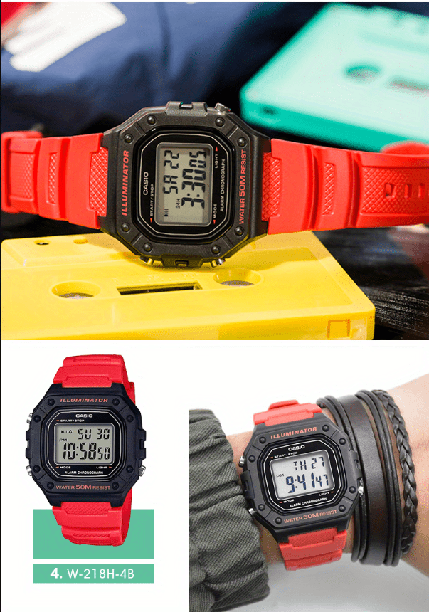 Casio Classic Chronograph Watch Womens Digital Sports 50M