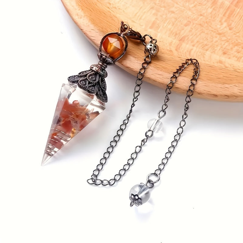 1pc 7 Chakra Crystal Stone, Faceted Pendant Pendulum, Life Tree Pendulum For Divination, Wizardry