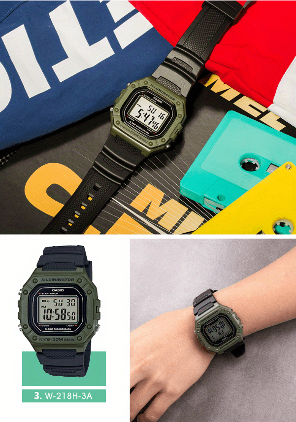 Casio Classic Chronograph Watch Womens Digital Sports 50M