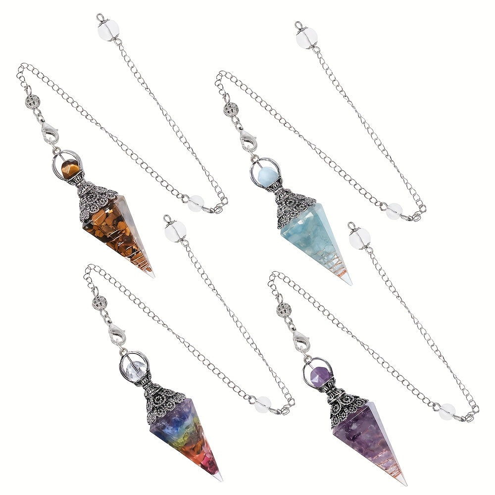 1pc Natural Amethyst, Aquamarine Chakra, Healing Aura Pendulum, 12 Crystal Point Pendant, With Hexagram Charm Spell, Balance Magnetic Field Dream Catcher