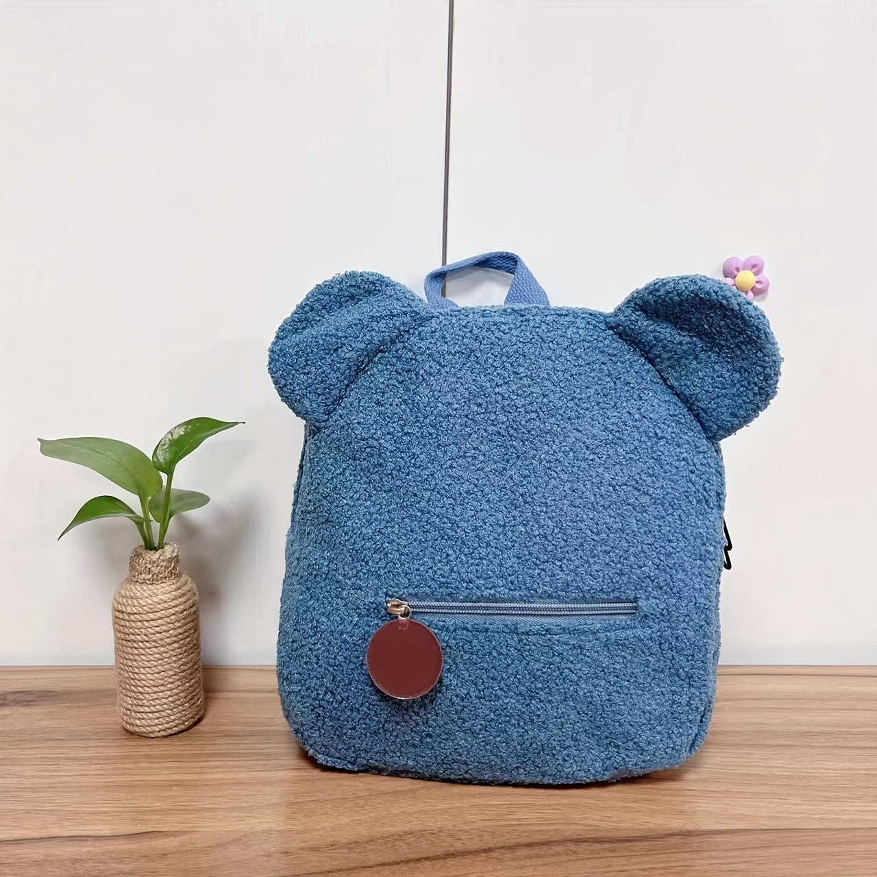 Personalised Womens Girls Cute Bear Pattern Backpack Plush Backpack for girls Custom Name Small Casual Shoulder Daypack Personalised Embroidery Cute Backpack for School Bear Ears Animal Plush Backpack Custom Name Small Backpa