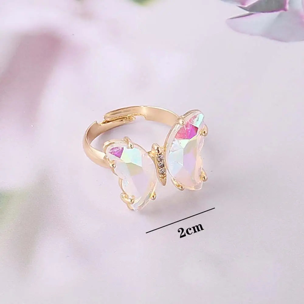 Butterfly Mood Ring Gradient Color Adjustable Temperature Ring Jewelry For Kids Birthday Gold Butterfly Rings Wholesale 2023