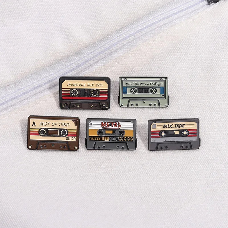 80s 90s Retro Nostalgic Tape Cassettes Enamel Pins Music Tape Can I Borrow A Feeling? Brooch Lapel Badge Jewelry Gifts Wholesale