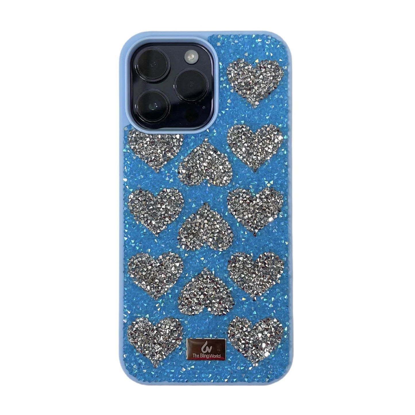 Luxury Rhinestone Phone Case For Iphone 17 16 Pro Max 15 14 13 Pro Cute Teenage Girl Bling Rhinestone Love Heart Shockproof Case