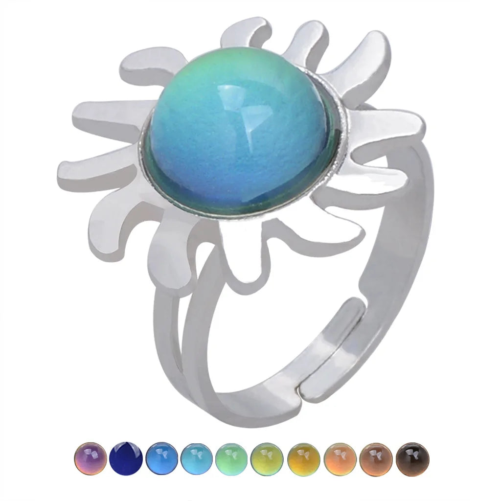 Change Mood Ring Open Retro Gem Emotion Feeling Changeable Ring Temperature Control Gems Color Changing Rings for Women Female