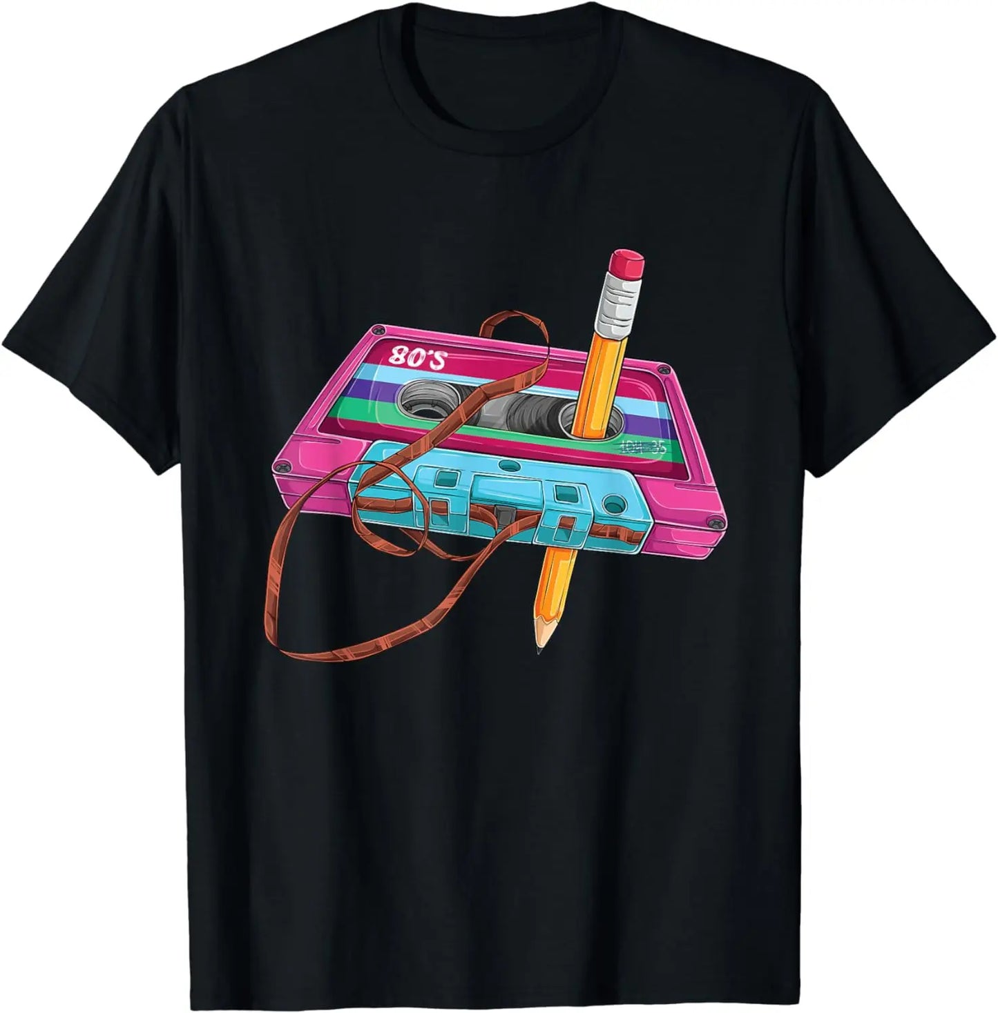 Vintage Cassette Tape Pencil 70's 80's 90's Music Mixtape T-Shirt  Graphic T Shirts  Vintage Clothing Tops  Camiseta Hombre