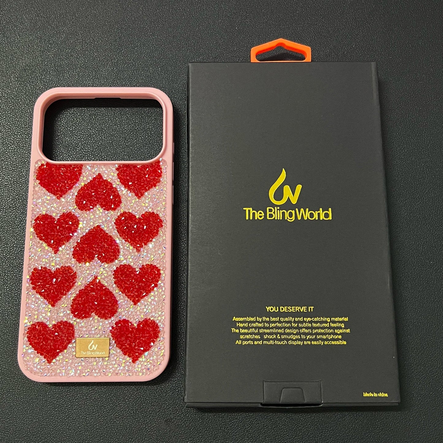 Luxury Rhinestone Phone Case For Iphone 17 16 Pro Max 15 14 13 Pro Cute Teenage Girl Bling Rhinestone Love Heart Shockproof Case