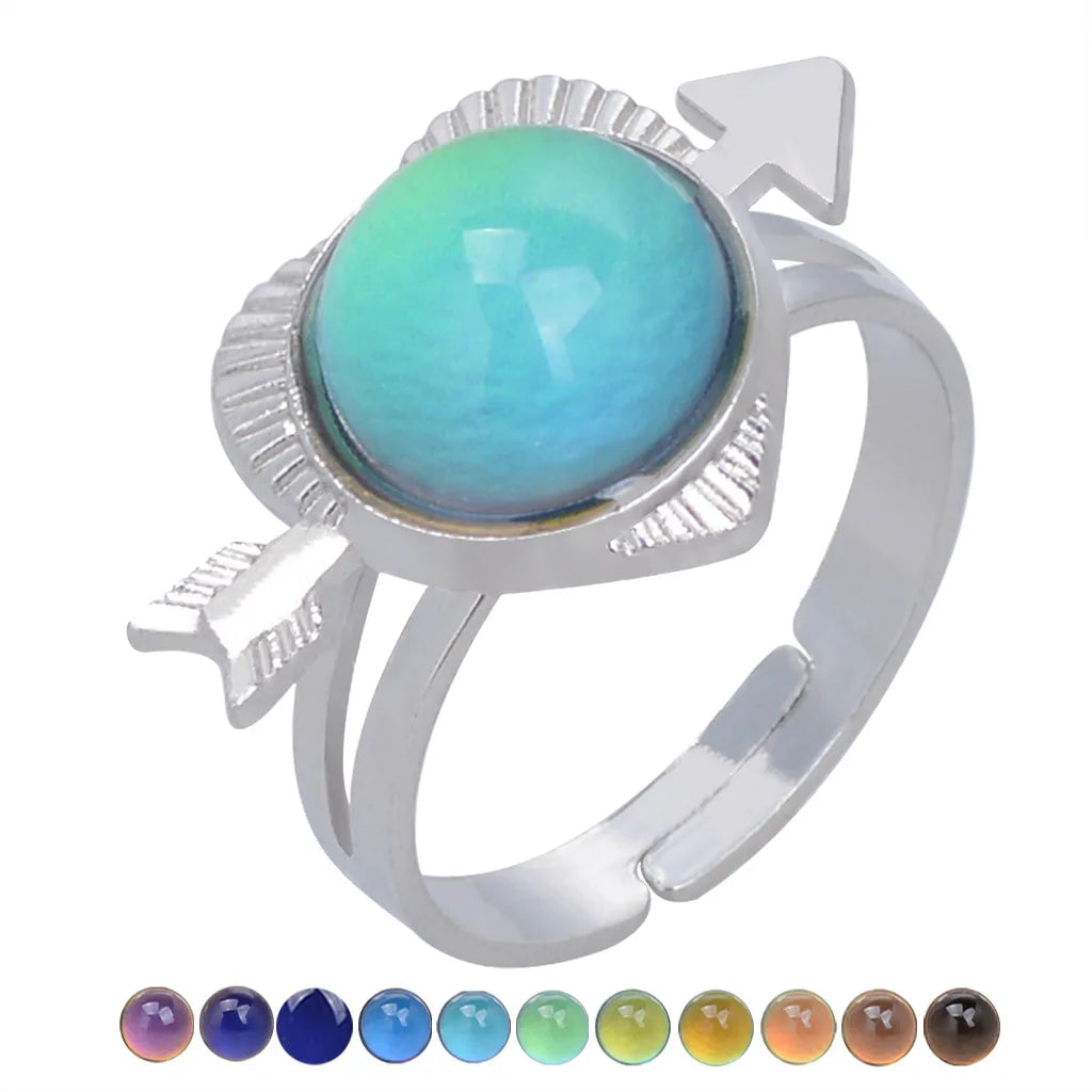 Change Mood Ring Open Retro Gem Emotion Feeling Changeable Ring Temperature Control Gems Color Changing Rings for Women Female