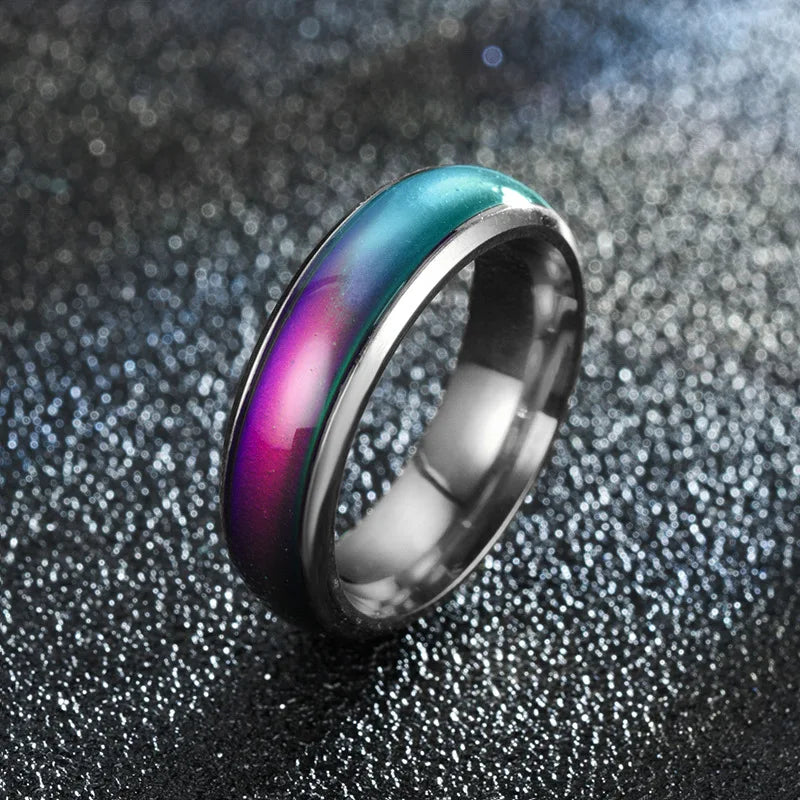 1pcs Stainless Steel Mood Ring Changing Color Rings Emotion Feeling Temperature Ring for Women Men Couples Rings Fashion Jewelry