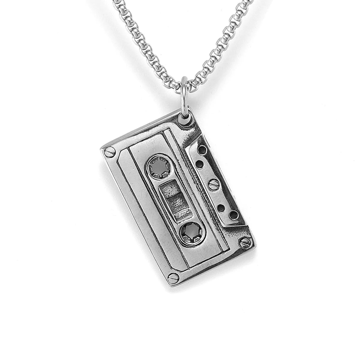 HipHop Rock Cassette Stainless Steel Necklace Men Women