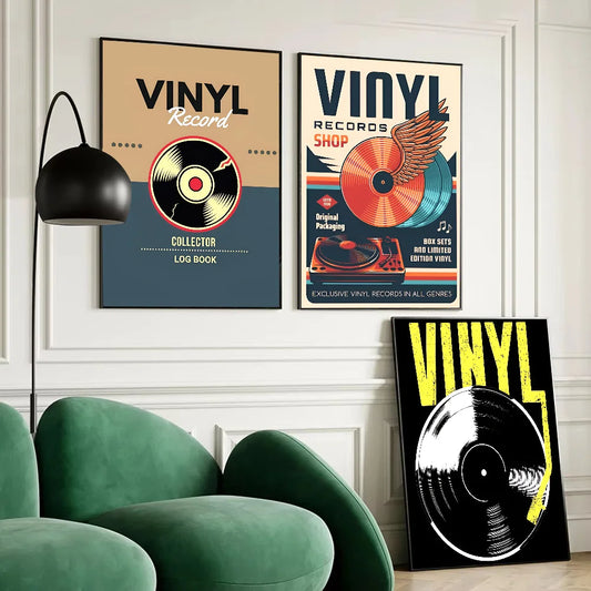 Vintage Music Vinyl Record Classic Vintage Poster Self-adhesive Art Waterproof Paper Sticker Coffee House Bar Room Wall Decor