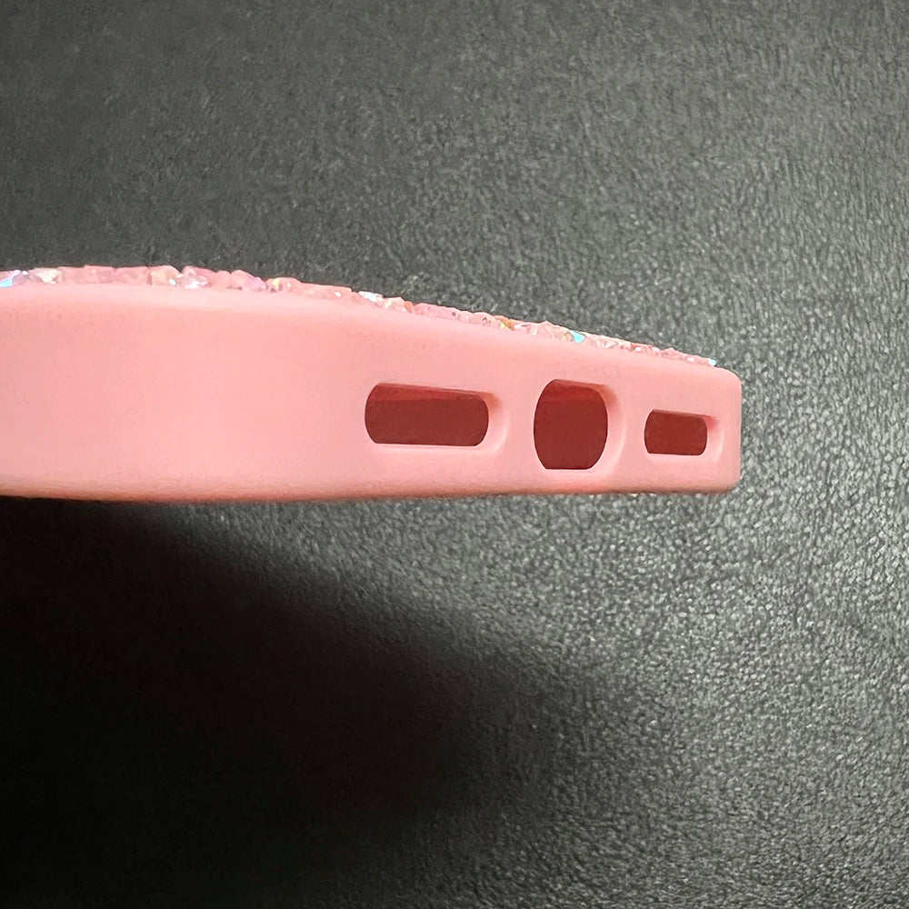 Luxury Rhinestone Phone Case For Iphone 17 16 Pro Max 15 14 13 Pro Cute Teenage Girl Bling Rhinestone Love Heart Shockproof Case