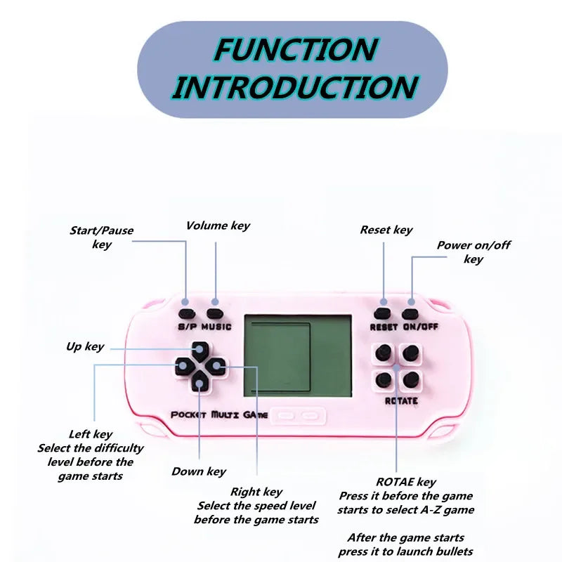 Portable Mini Pocket Key Chain Ring Retro Nostalgic Video Handheld Game Console Built-in 26 Brick Classic Games Kids Pendant Toy