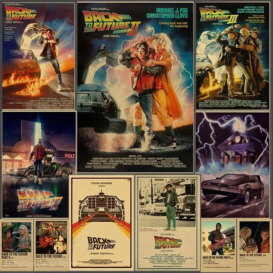 Vintage Back To The Future Movie Poster  Classic Film Art Prints for Home Room Cinema Decor  Retro Kraft Paper Wall Picture
