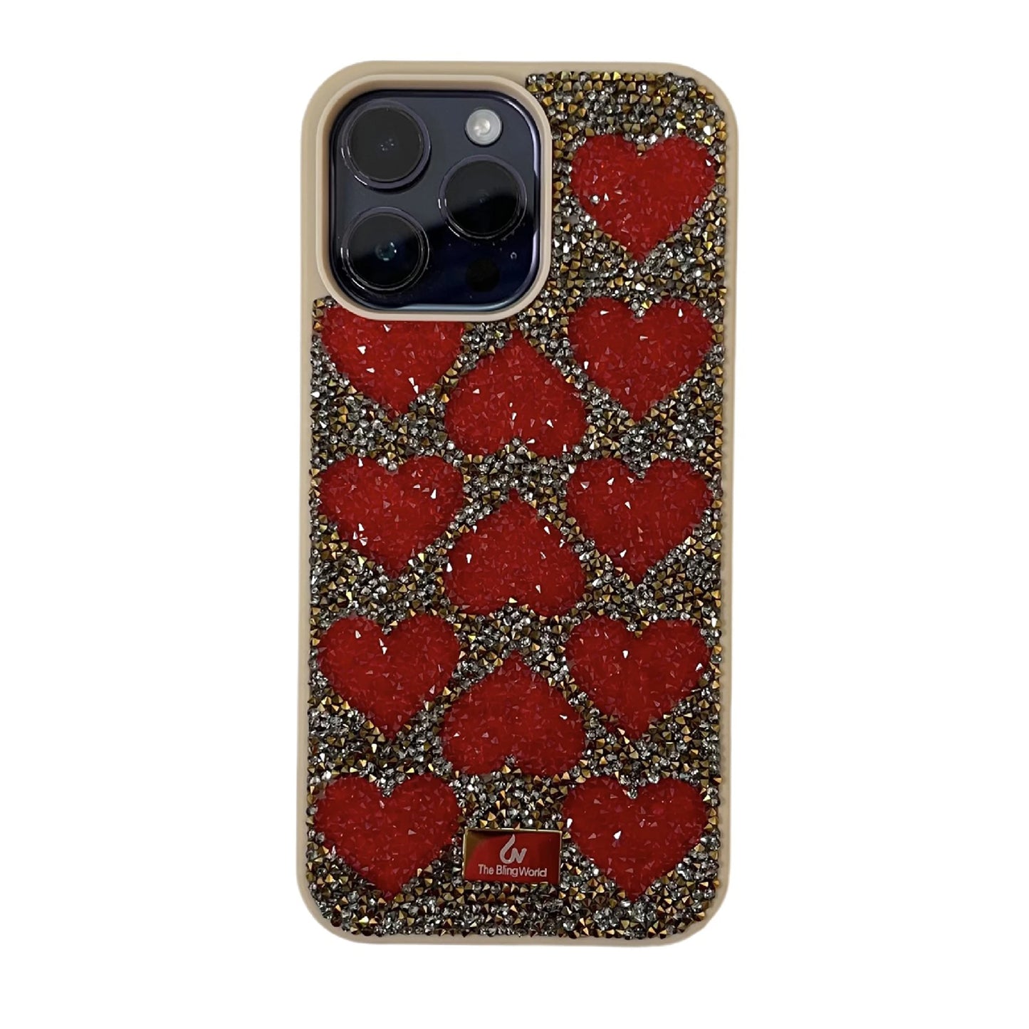 Luxury Rhinestone Phone Case For Iphone 17 16 Pro Max 15 14 13 Pro Cute Teenage Girl Bling Rhinestone Love Heart Shockproof Case
