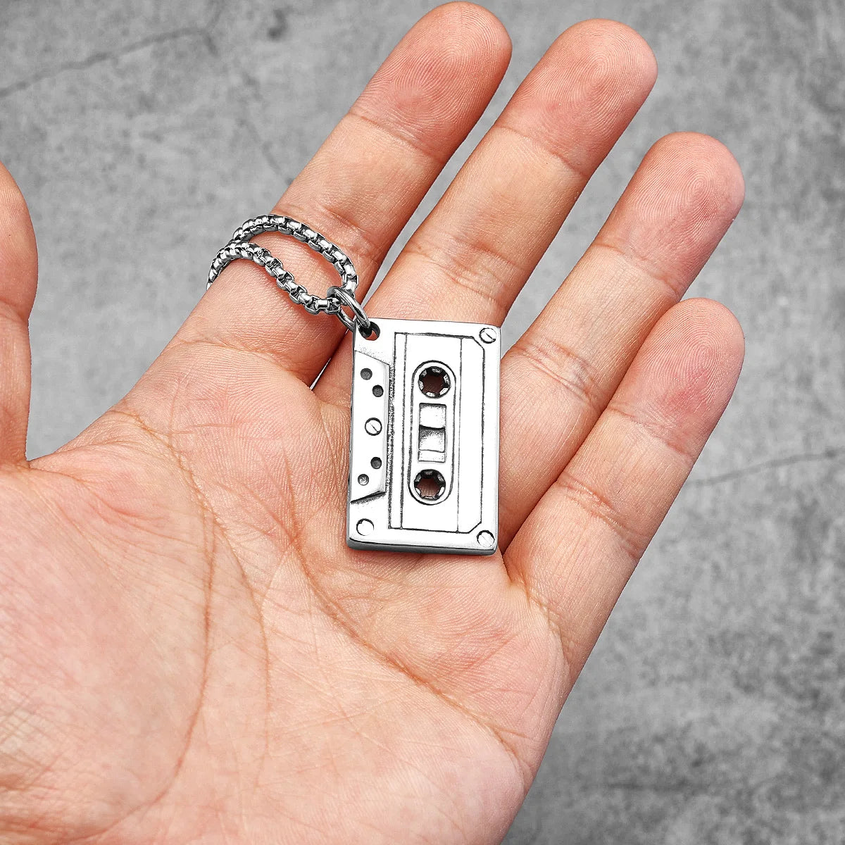 HipHop Rock Cassette Stainless Steel Necklace Men Women