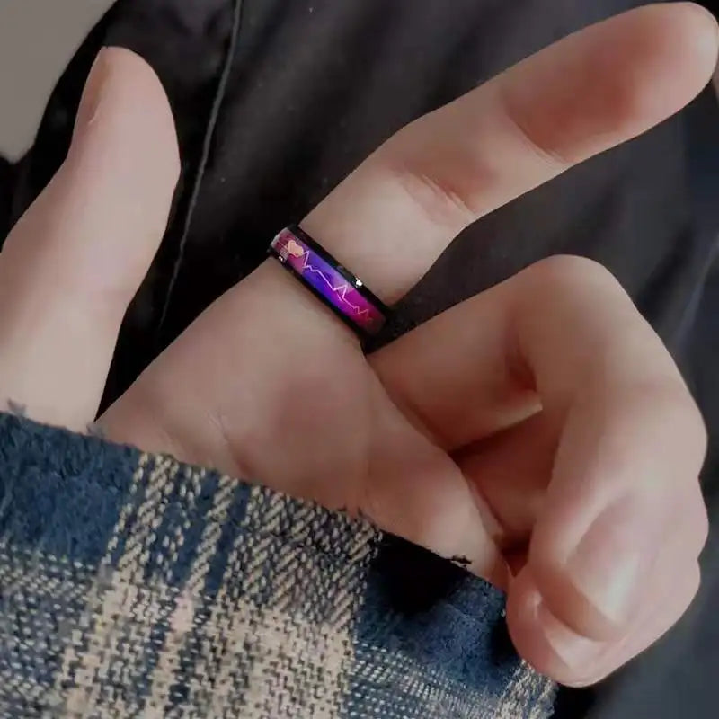 Fashion Heart Beat Electrocardiogram Rings For Women Temperature Emotion Feeling Mood Ring Trendy Men Charm Jewelry Gift anillos