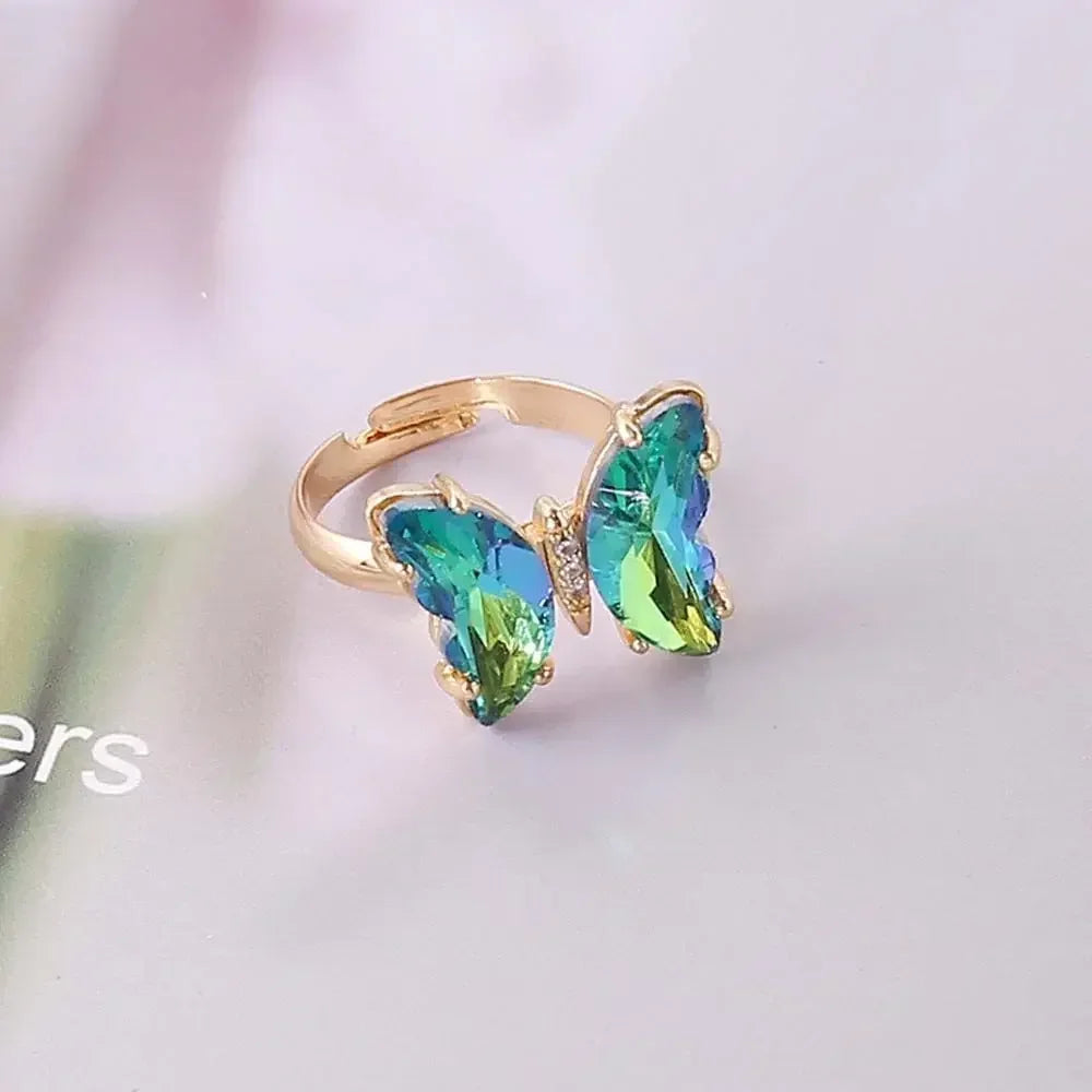 Butterfly Mood Ring Gradient Color Adjustable Temperature Ring Jewelry For Kids Birthday Gold Butterfly Rings Wholesale 2023