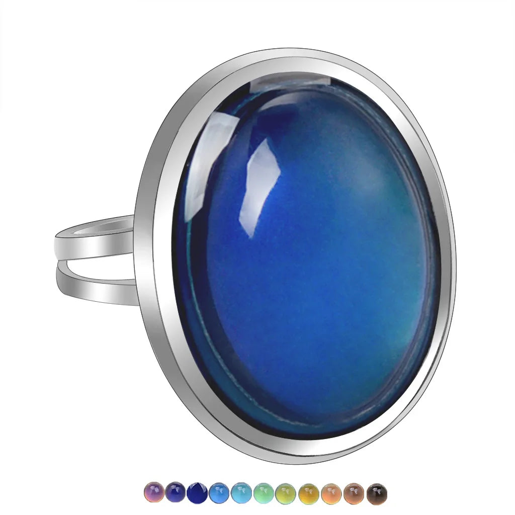 Change Mood Ring Open Retro Gem Emotion Feeling Changeable Ring Temperature Control Gems Color Changing Rings for Women Female