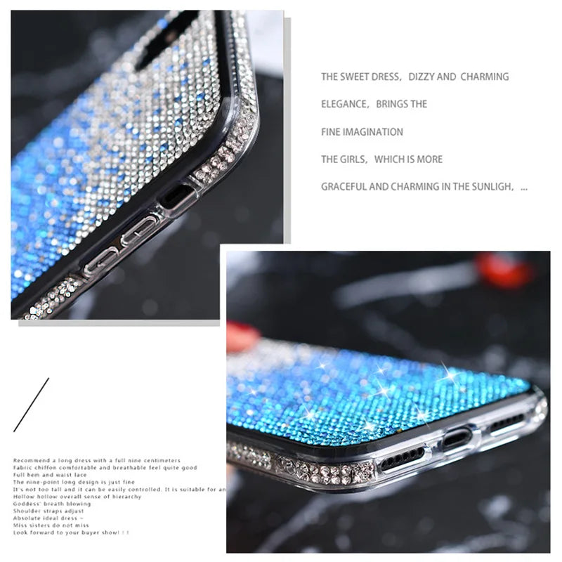 Rhinestone Phone Case For iPhone 16 15 14 13 12 Pro Max 11 Back Cover