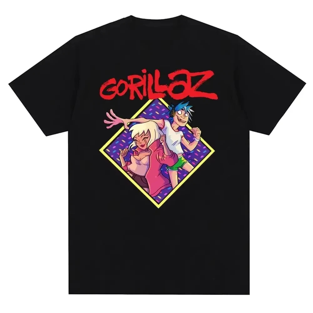 2025 Music Band Gorillazs Punk Rock Print T Shirt 90s Casual Fashion Short Sleeve Plus Size T Shirt Unisex Graphic T Shirts