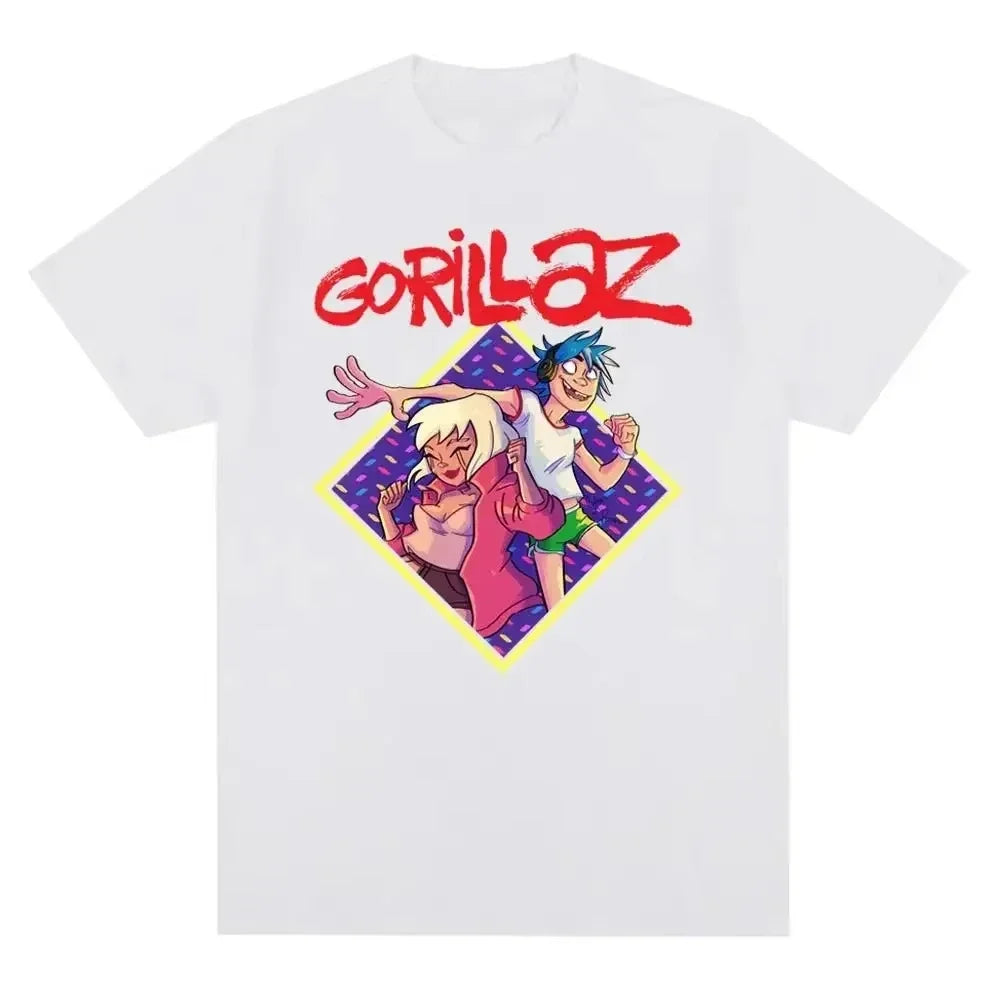 2025 Music Band Gorillazs Punk Rock Print T Shirt 90s Casual Fashion Short Sleeve Plus Size T Shirt Unisex Graphic T Shirts