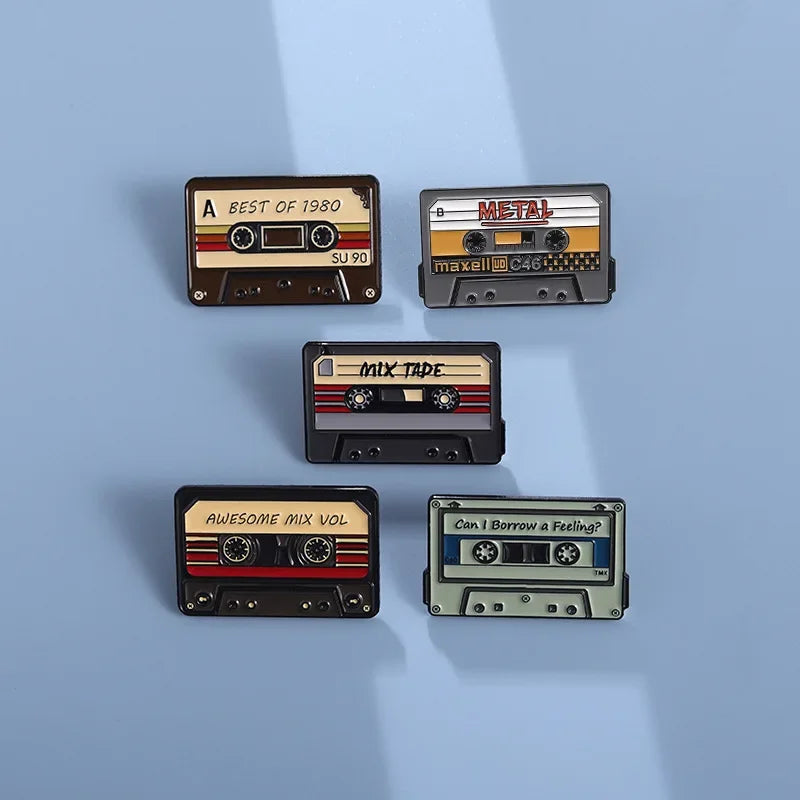 80s 90s Retro Nostalgic Tape Cassettes Enamel Pins Music Tape Can I Borrow A Feeling? Brooch Lapel Badge Jewelry Gifts Wholesale